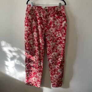 VTG Y2k Hawaiian tropical print red pants